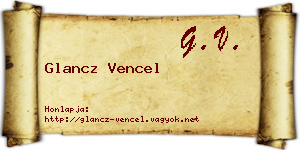 Glancz Vencel névjegykártya
